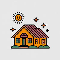 Happy homeowner enjoying beautiful painted house icon